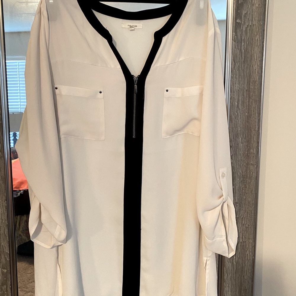 Black and white sheer blouse